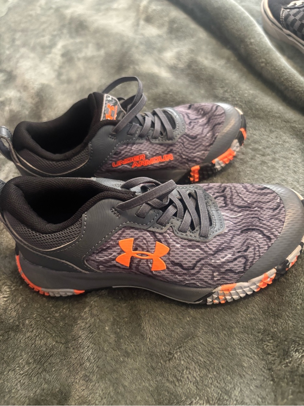 Under Armour Kids Gray and Orange Athletic Sneakers